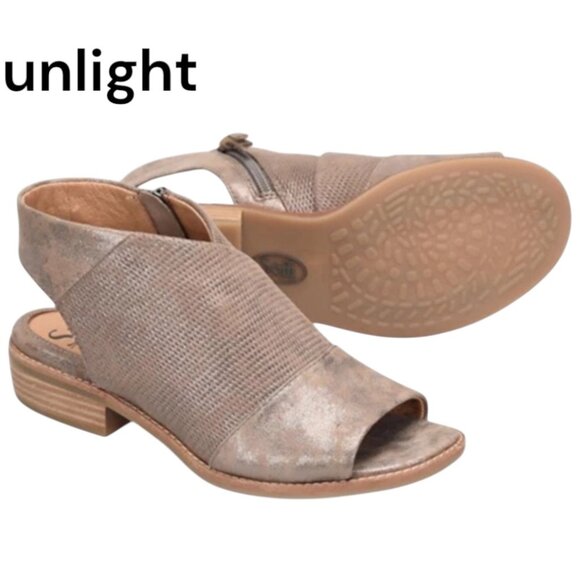 Söfft Women Peep Toe Leather Sandals Size 6.5M Metallic Tan Comfort Casual Shoes - Picture 1 of 13